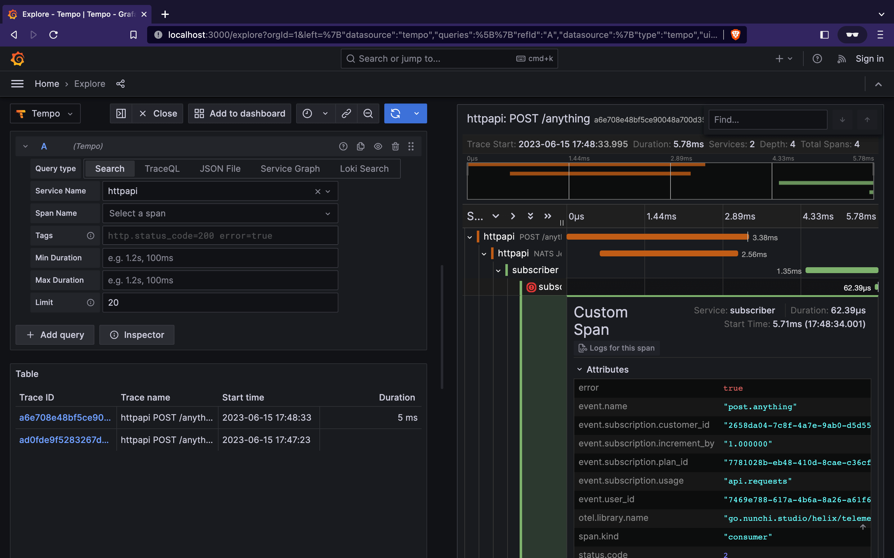 Your second trace with helix